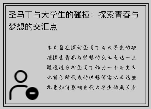 圣马丁与大学生的碰撞：探索青春与梦想的交汇点