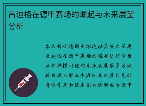吕迪格在德甲赛场的崛起与未来展望分析